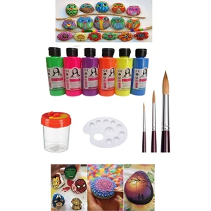 Taş Boyama Seti 6 Neon Renk Set 1 Paket