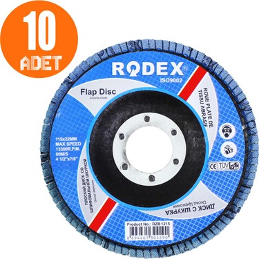 Rodex Zirkonyum Oksit Avuç Içi Taşlama Flap Disk Zımpara 115 Fiyatı