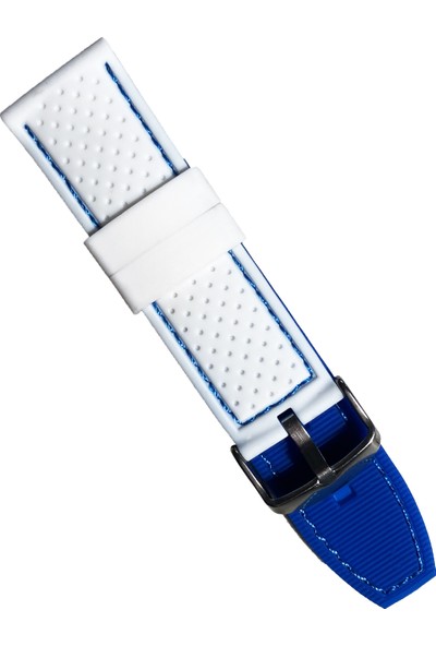 Tissot Saat Uyumlu Beyaz Renk Mavi Dikişli Akıllı Pimli Silikon Saat Kordonu