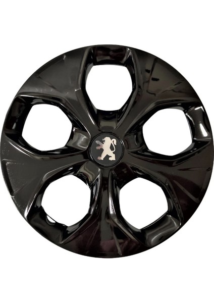 Peugeot 207 15'' Inç Piano Black Siyah 4'lü Set Jant Kapağı Çelik Jant Görünümlü