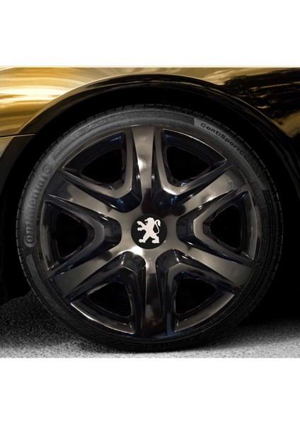 Peugeot 207 15'' Inç Piano Black Siyah 4'lü Set Jant Kapağı Çelik Jant Görünümlü