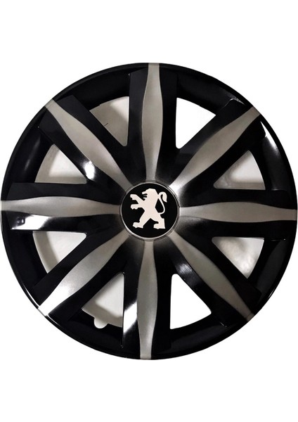 Peugeot 206 15'' Inç Gri - Siyah 4'lü Set Jant Kapağı Çelik Jant Görünümlü