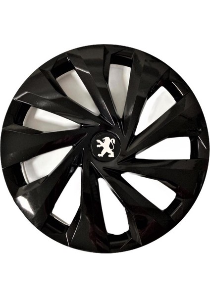 Peugeot 207 15'' Inç Piano Black Siyah 4'lü Set Jant Kapağı Çelik Jant Görünümlü