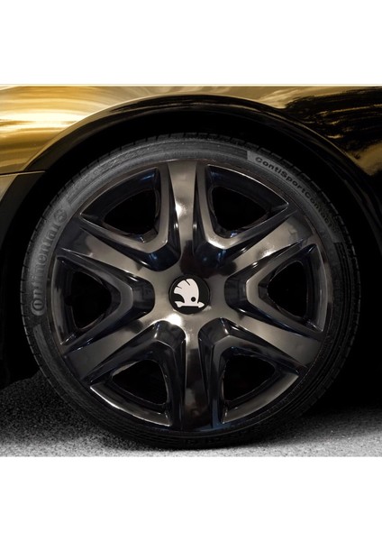 Skoda Fabia 15'' Inç Piano Black 4'lü Set Jant Kapağı Çelik Jant Görünümlü