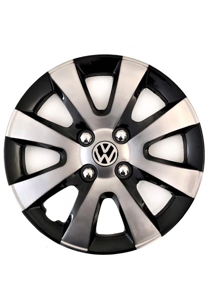 Volkswagen Eos 15'' Inç Gri - Siyah 4'lü Set Jant Kapağı Çelik Jant Görünümlü