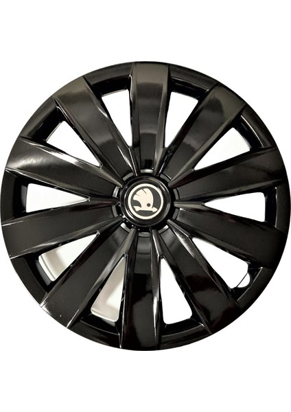 Skoda Rapid 15'' Inç Piano Black 4'lü Set Jant Kapağı Çelik Jant Görünümlü