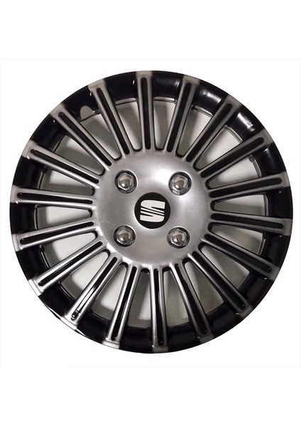 Seat Leon 15'' Inç Gri - Siyah 4'lü Set Jant Kapağı Çelik Jant Görünümlü