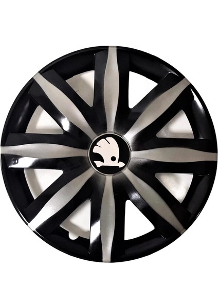 Skoda 14'' Inç Gri - Siyah 4'lü Set Jant Kapağı Çelik Jant Görünümlü