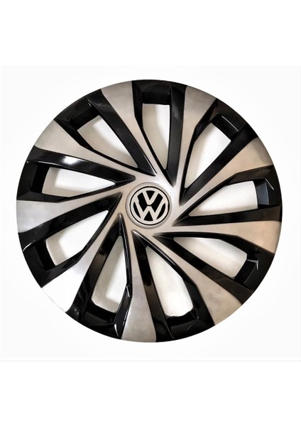 Volkswagen Bora 15'' 'Inç Gri - Siyah 4'lü Set Jant Kapağı Çelik Jant Görünümlü