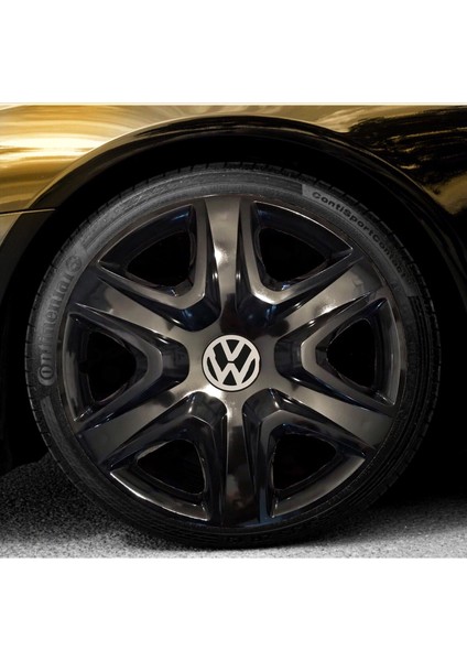 Volkswagen Caddy 15'' Inç Piano Black 4'lü Set Jant Kapağı Çelik Jant Görünümlü