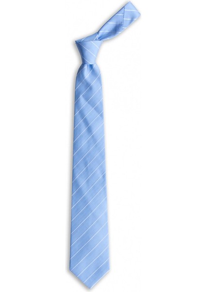 Açık Mavi Çizgili 8 cm Genişliğinde Ipek Kravat fiyatları
