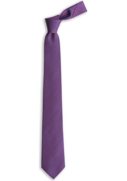 Fuşya Çizgili 7 cm Genişliğinde Ipek Kravat