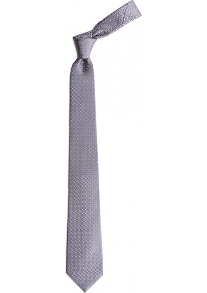 Gri Desenli 7,5 cm Genişliğinde Ipek Kravat