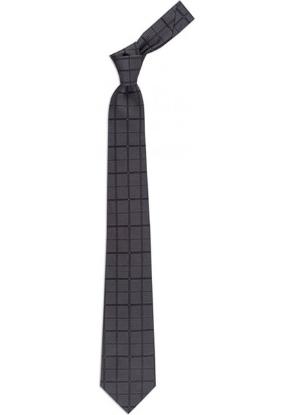 Koyu Gri Desenli 8 cm Genişliğinde Ipek Kravat