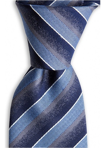 Lacivert Çizgili 7,5 cm Genişliğinde Ipek Kravat
