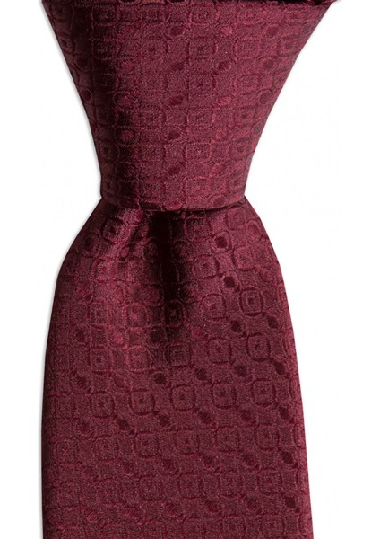 Bordo Desenli 7,5 cm Genişliğinde Ipek Kravat