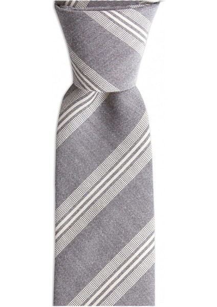 Gri Renkli 6 cm Genişliğinde Pamuk Kravat