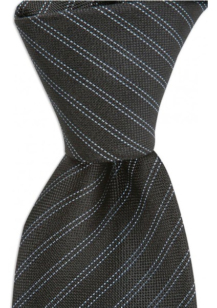Siyah Çizgili 7,5 cm Genişliğinde Ipek Kravat