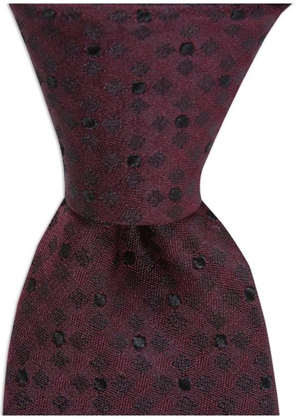 Bordo Desenli 8 cm Genişliğinde Ipek Kravat