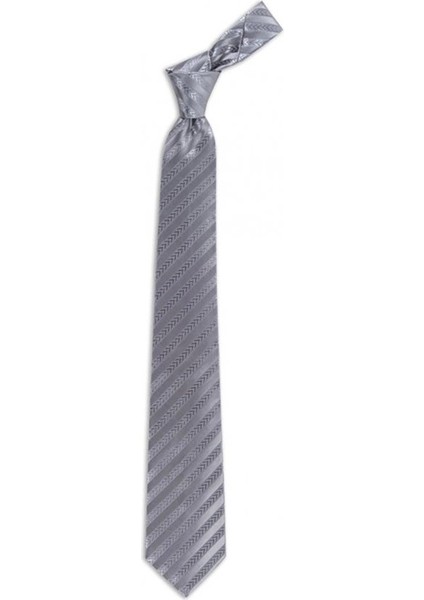 Açık Gri Çizgili 8 cm Genişliğinde Ipek Kravat fiyatları