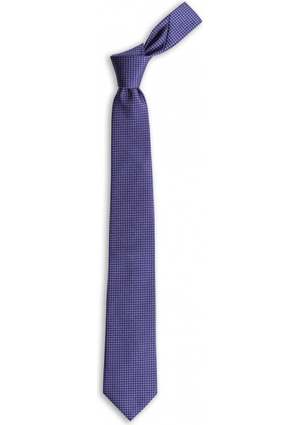 Lacivert Lila Desenli 7,5 cm Genişliğinde Ipek Kravat