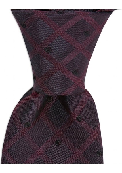 Bordo Desenli 8 cm Genişliğinde Ipek Kravat