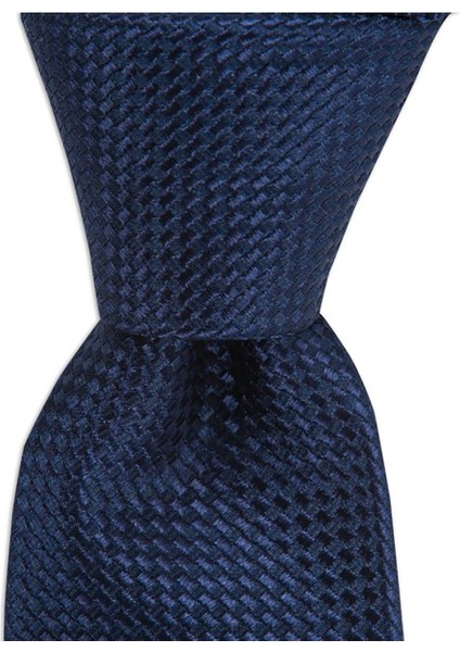 Lacivert Desenli 7,5 cm Genişliğinde Ipek Kravat