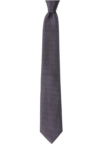 Desenli Gri 8 cm Genişliğinde Kravat