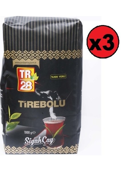 TR28 Siyah Çay Özel Hasat 1000 gr x 3 Adet