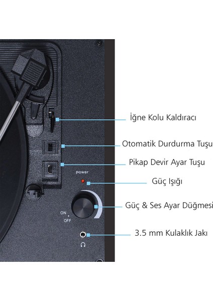 Record Master Retro Pikap T310CH - Şarj Özellikli - Siyah