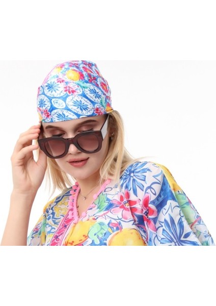 Kadın Alaçatı Desenli Fular,bandana,saç Bantı