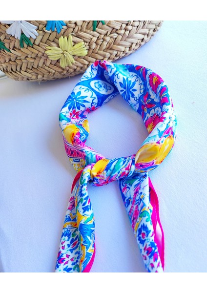 Kadın Alaçatı Desenli Fular,bandana,saç Bantı