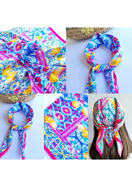 Kadın Alaçatı Desenli Fular,bandana,saç Bantı