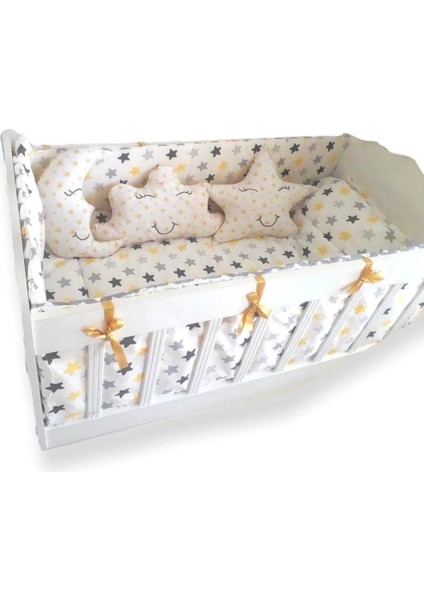 Bebek Beşik Uyku Seti (9 Parça) Sarı Büyük Yıldızlı