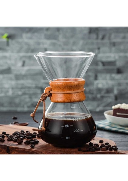 Chemex Cam Kahve Sürahisi 600 ml 4 Numara Filtre Kağıdı Set