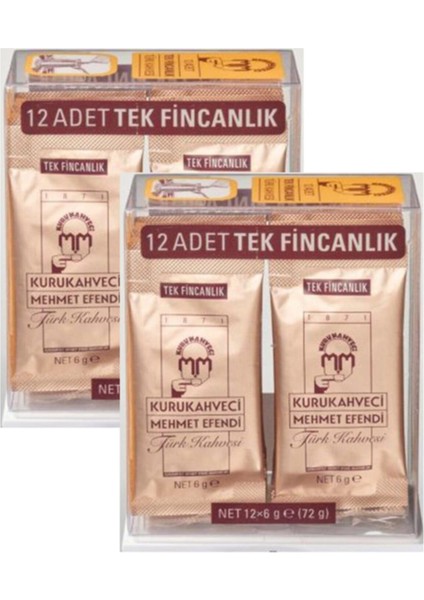 Mehmet Efendi Türk Kahvesi 12X6 gr Tek Içimlik Folyo Ambalaj x 2 Adet