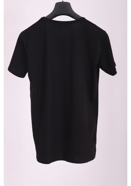Erkek Siyah Bisiklet Yaka Yumuşak Pamuk Basic T-Shirt modelleri
