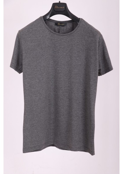 Erkek Füme Bisiklet Yaka Yumuşak Pamuk Basic T-Shirt