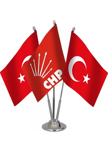 Üçlü Chp Masa Bayrağı Takımı
