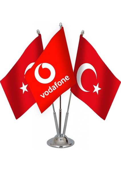 Bayrak Online Üçlü Vodafone Masa Bayrağı Takımı