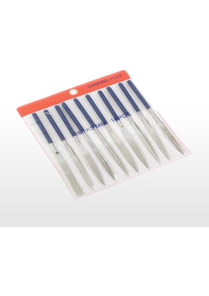 A 2711 Elmas Kalıpçı Eğe Seti 4'' x 160 mm Düz 10 Parça, Saplı