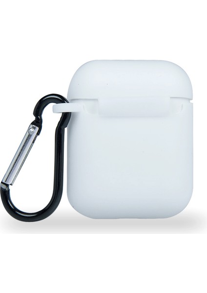 Apple Airpods Renkli ve Askılı Silikon Kılıf - Beyaz