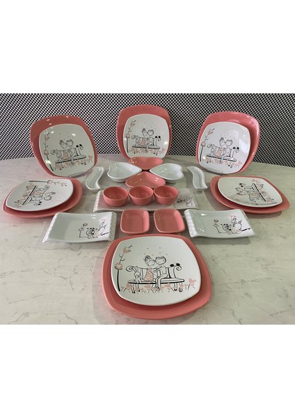 26 Parça Tatlı Düş Pembe Kahvaltı Takımı
