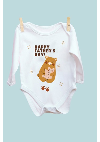Bear Happy Father Desenli Uzun Kol