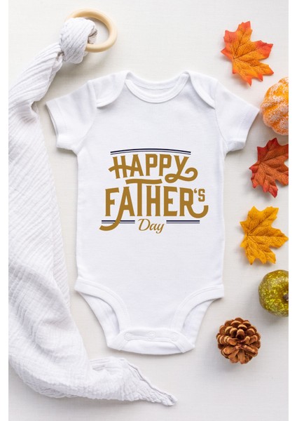 Happy Father Desenli Kısa Kol Body