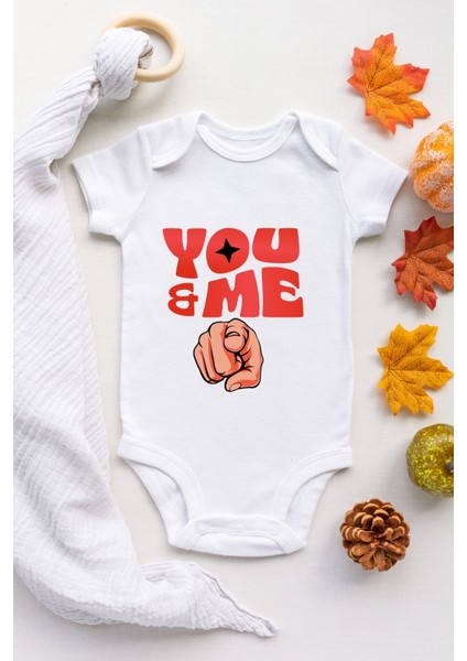 You And Me Desenli Kısa Kol Unisex Body