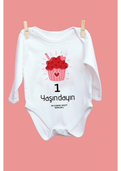 4 Yaşındayım Kırmızı Desenli Uzun Kol Body