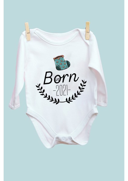 Born In Çarık Desenli Uzun Kol Body