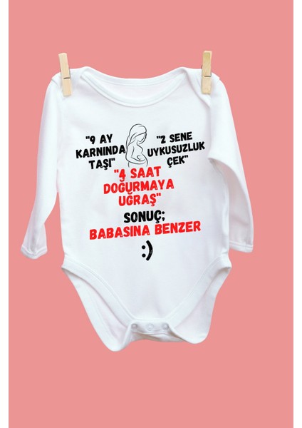 Babasına Benzer Desenli Uzun Kol