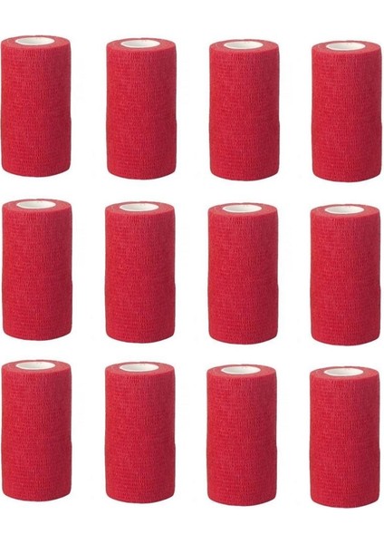 Kendinden Yapışkanlı Coban Bandaj 10CMX4,5M Kırmızı 12 Adet